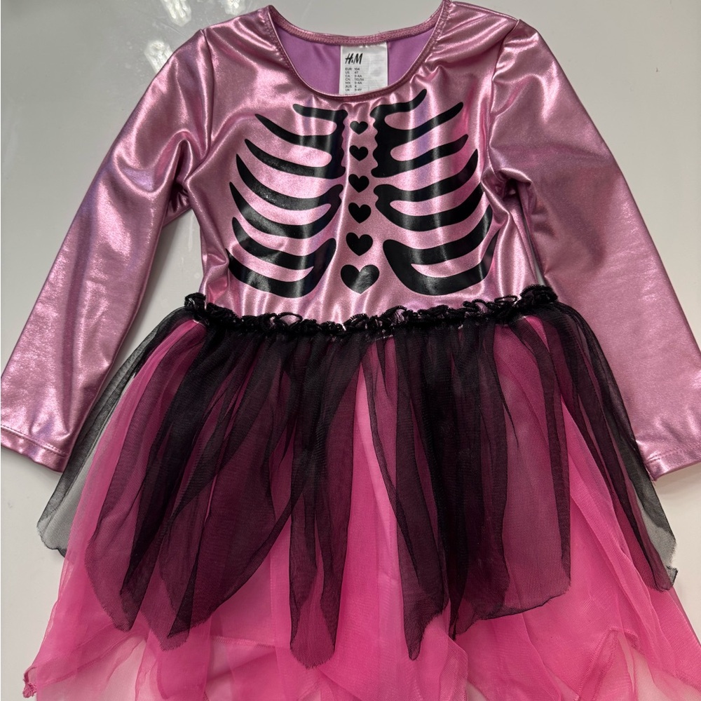 H&M Shiny Pink Skeleton Dress Costume